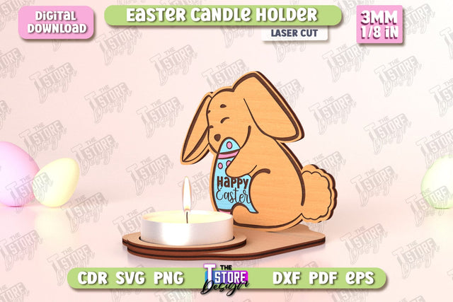 Easter Candle Holder | Candlestick | Standing Figurines | Easter Decor | CNC File SVG The T Store Design 