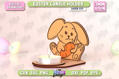 Easter Candle Holder | Candlestick | Standing Figurines | Easter Decor | CNC File SVG The T Store Design 