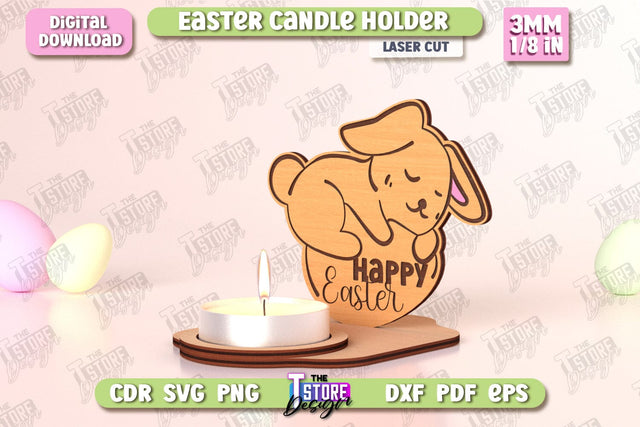Easter Candle Holder | Candlestick | Standing Figurines | Easter Decor | CNC File SVG The T Store Design 