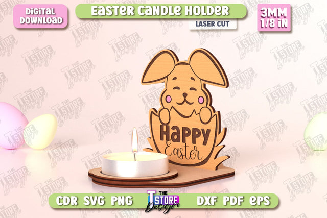 Easter Candle Holder | Candlestick | Standing Figurines | Easter Decor | CNC File SVG The T Store Design 