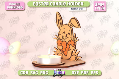 Easter Candle Holder | Candlestick | Standing Figurines | Easter Decor | CNC File SVG The T Store Design 