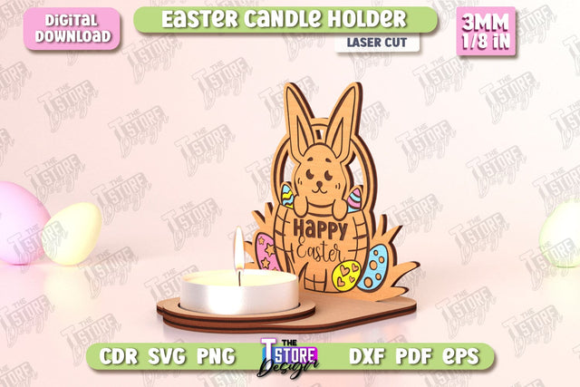 Easter Candle Holder | Candlestick | Standing Figurines | Easter Decor | CNC File SVG The T Store Design 