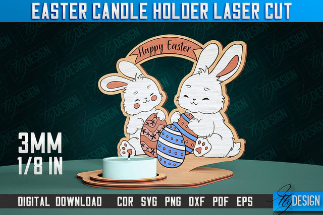 Easter Candle Holder Laser Cut | Happy Easter | CNC File SVG Fly Design 