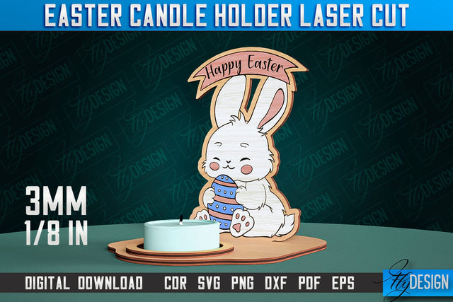 Easter Candle Holder Laser Cut | Happy Easter | CNC File SVG Fly Design 