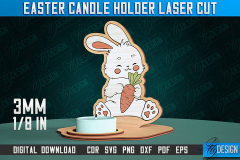 Easter Candle Holder Laser Cut | Happy Easter | CNC File SVG Fly Design 