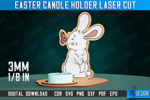 Easter Candle Holder Laser Cut | Happy Easter | CNC File SVG Fly Design 
