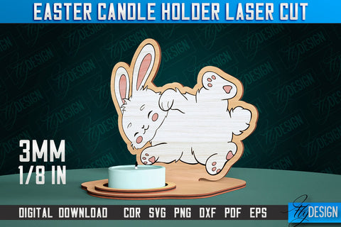 Easter Candle Holder Laser Cut | Happy Easter | CNC File SVG Fly Design 