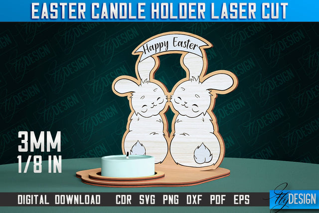 Easter Candle Holder Laser Cut | Happy Easter | CNC File SVG Fly Design 