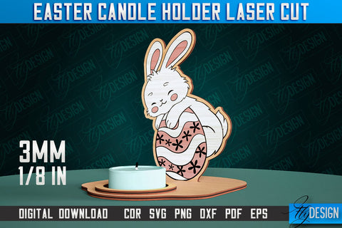 Easter Candle Holder Laser Cut | Happy Easter | CNC File SVG Fly Design 
