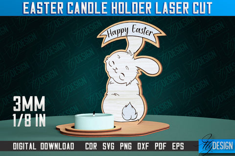 Easter Candle Holder Laser Cut | Happy Easter | CNC File SVG Fly Design 