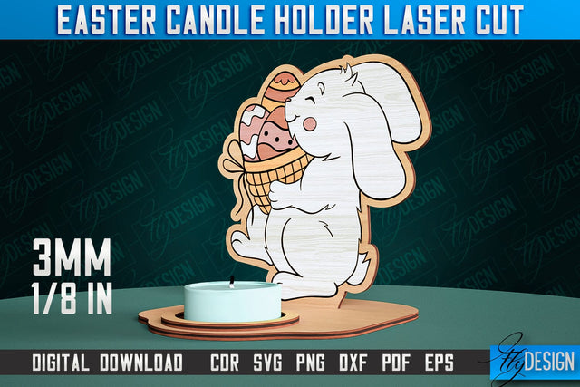 Easter Candle Holder Laser Cut | Happy Easter | CNC File SVG Fly Design 