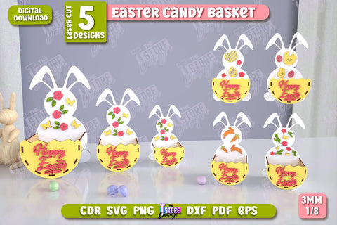 Easter Candy Basket Bundle | Egg Holder | Easter Design | Easter Bunny | CNC Files SVG The T Store Design 