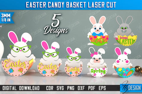 Easter Candy Basket Bundle | Egg Holders | Easter Design | Easter Bunny | CNC Files SVG Fly Design 