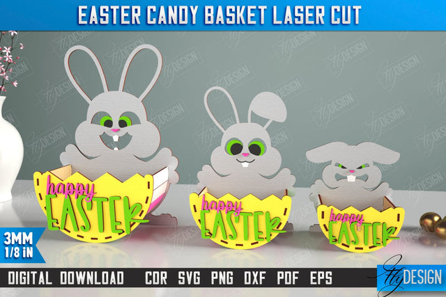 Easter Candy Basket | Egg Holder | Easter Design | Easter Bunny | CNC File SVG Fly Design 