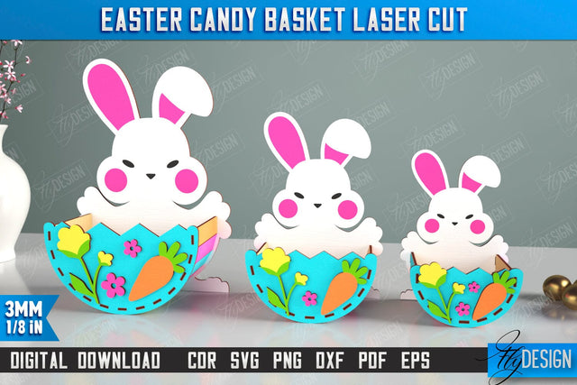 Easter Candy Basket | Egg Holder | Easter Design | Easter Bunny | CNC File SVG Fly Design 