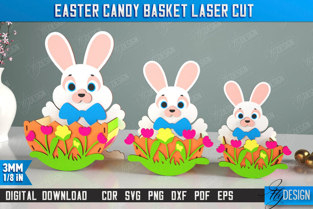 Easter Candy Basket | Egg Holder | Easter Design | Easter Bunny | CNC File SVG Fly Design 