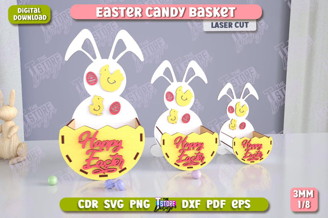 Easter Candy Basket | Egg Holder | Easter Design | Easter Bunny | CNC File SVG The T Store Design 