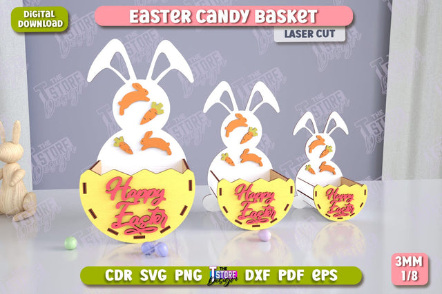 Easter Candy Basket | Egg Holder | Easter Design | Easter Bunny | CNC File SVG The T Store Design 