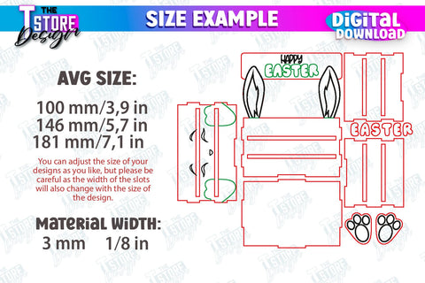 Easter Candy Box Lasercut, 3d Candy Treat Box, Candy Holder SVG The T Store Design 
