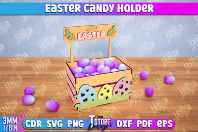 Easter Candy Box Lasercut, 3d Candy Treat Box, Candy Holder SVG The T Store Design 