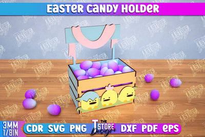 Easter Candy Box Lasercut, 3d Candy Treat Box Design, Candy Holder SVG The T Store Design 