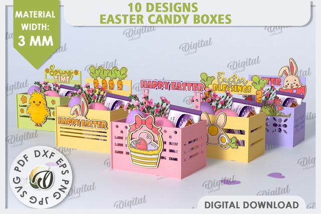 Easter Candy Boxes Laser Cut Bundle. Easter Treats Boxes SVG SVG Evgenyia Guschina 