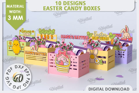 Easter Candy Boxes Laser Cut Bundle. Easter Treats Boxes SVG SVG Evgenyia Guschina 