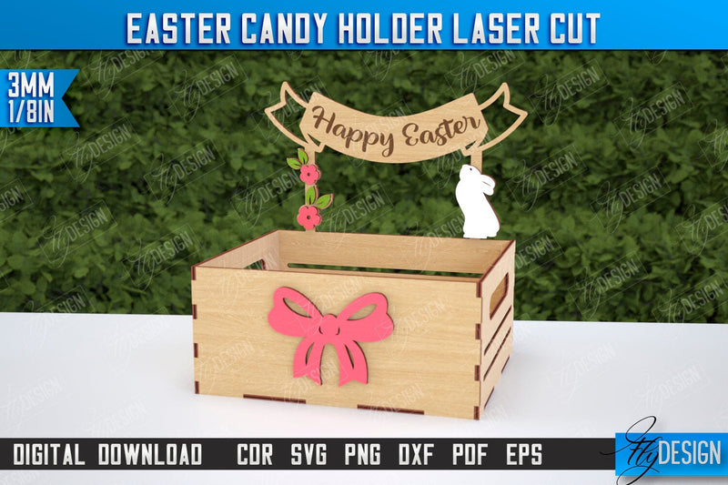 Easter Candy Holder | Candy Treat Box | Easter Bunny | CNC File SVG Fly Design 