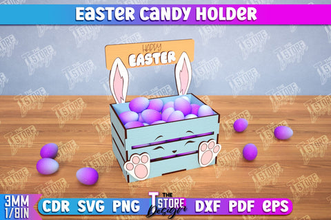 Easter Candy Holder Laser Cut Bundle, Easter Egg Box Laser Cut, Candy Treat Box, 3D Easter Bunny Candy Holder, Easter Candy Dome Holder SVG The T Store Design 
