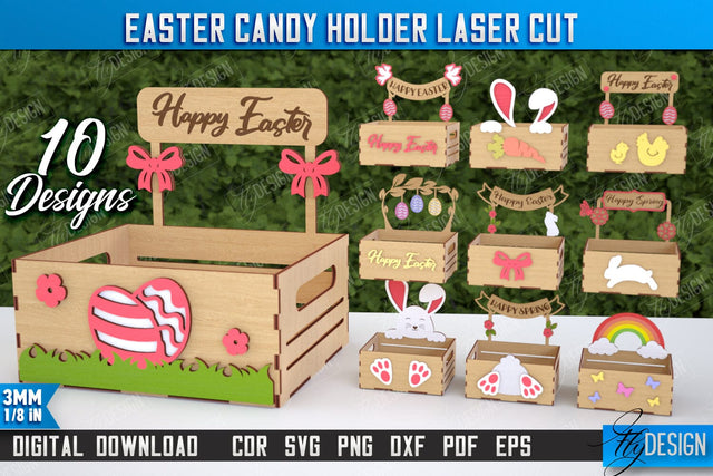 Easter Candy Holders Bundle | Candy Treat Box | Easter Bunny | CNC Files SVG Fly Design 
