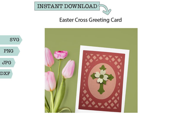 Easter Card-Cross with Flower SVG Sharia Morton Designs 