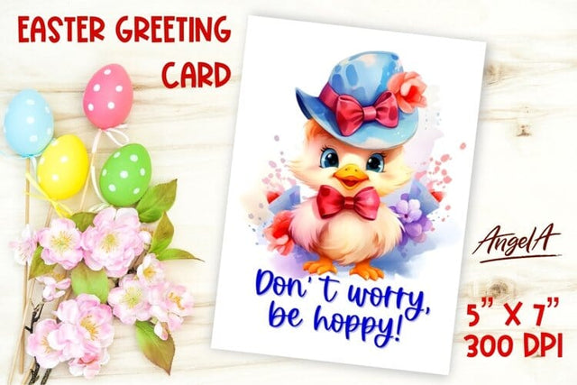 Easter card printable / easter chick / Hoppy Easter Sublimation Angelina Semenova 