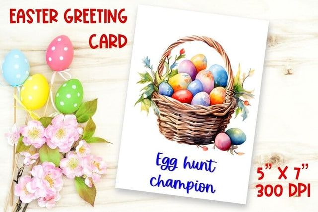 Easter card printable / watercolor basket, eggs, puns quote Sublimation Angelina Semenova 
