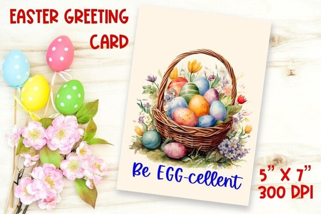 Easter card printable / watercolor easter basket, easter egg Sublimation Angelina Semenova 