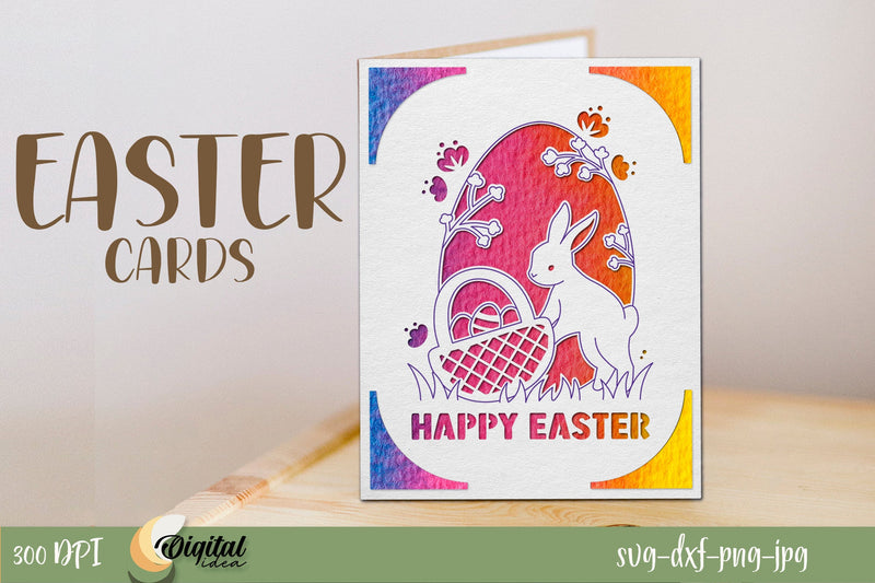 Easter Card SVG. Greeting Card Paper Cut. Bunny SVG - So Fontsy