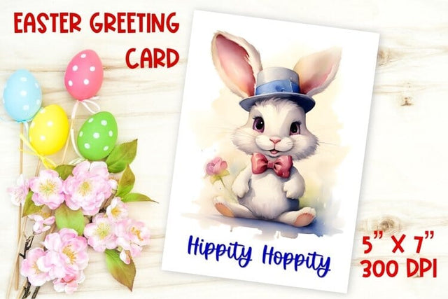 Easter card template design / watercolor easter bunny png Sublimation Angelina Semenova 