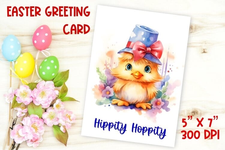 Easter card template design / watercolor easter chick png Sublimation Angelina Semenova 