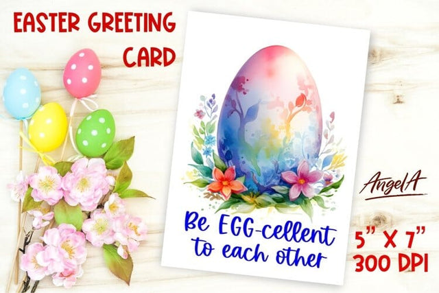 Easter card template / watercolor easter egg / pun png Sublimation Angelina Semenova 