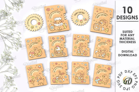 Easter Cards Laser Cut Bundle. Easter Greeting Cards SVG SVG Evgenyia Guschina 