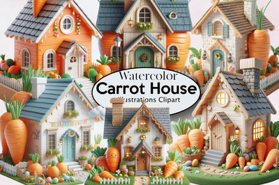 Easter Carrot House Sublimation Clipart Bundle Sublimation SVGArt 