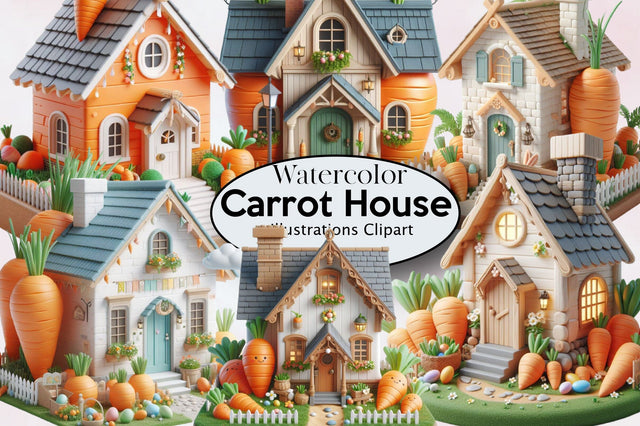 Easter Carrot House Sublimation Clipart Bundle Sublimation SVGArt 