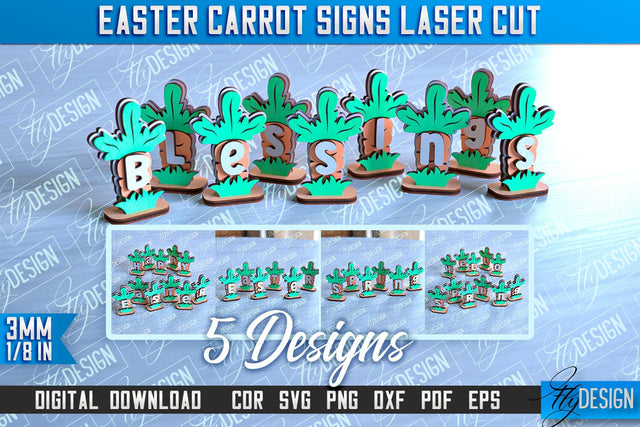 Easter Carrot Signs | Laser Cut Design | CNC File SVG Fly Design 