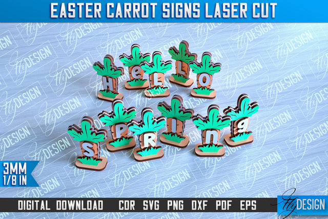 Easter Carrot Signs | Laser Cut Design | CNC File SVG Fly Design 