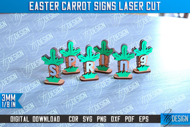 Easter Carrot Signs | Laser Cut Design | CNC File SVG Fly Design 