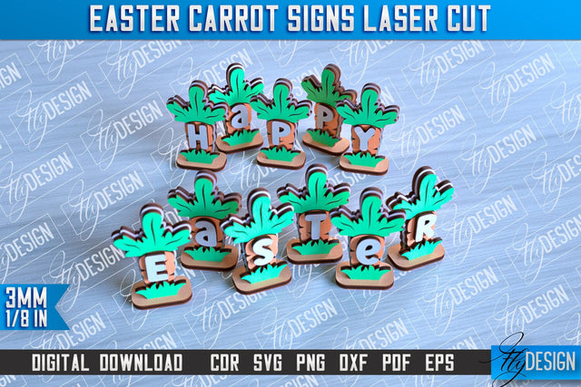 Easter Carrot Signs | Laser Cut Design | CNC File SVG Fly Design 