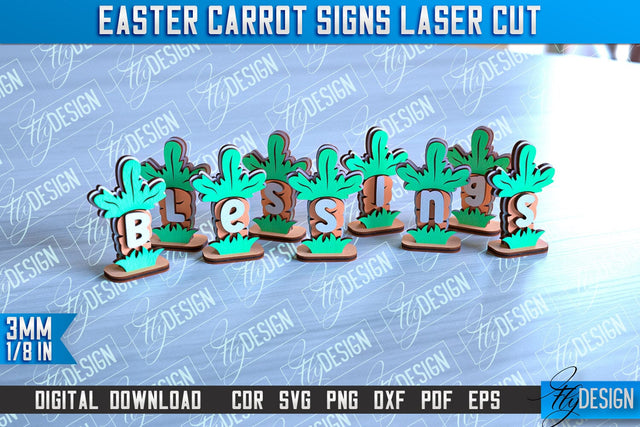 Easter Carrot Signs | Laser Cut Design | CNC File SVG Fly Design 