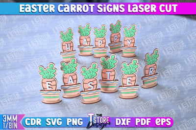 Easter Carrot Signs | Laser Cut Design | CNC File SVG The T Store Design 