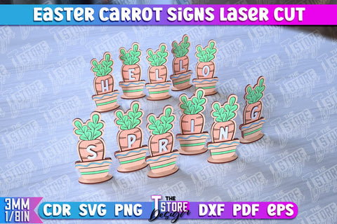 Easter Carrot Signs | Laser Cut Design | CNC File SVG The T Store Design 