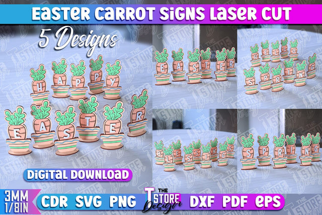 Easter Carrot Signs | Laser Cut Design | CNC File SVG The T Store Design 