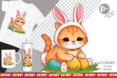Easter Cat Clipart Sublimation artnoy 